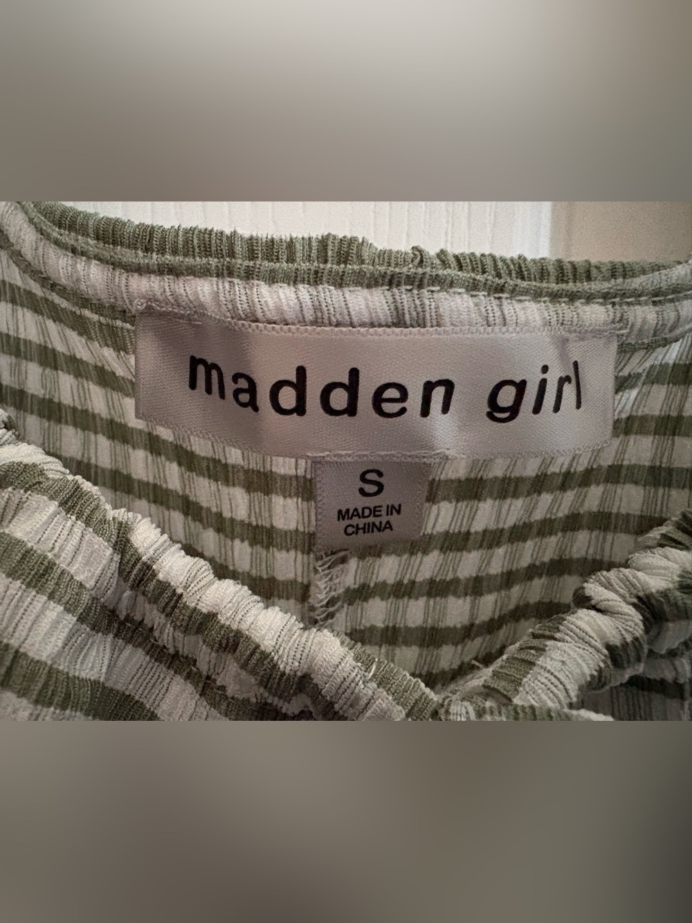 NWT Madden Girl Olive Green and White Gingham Dress - Picture 4 of 4